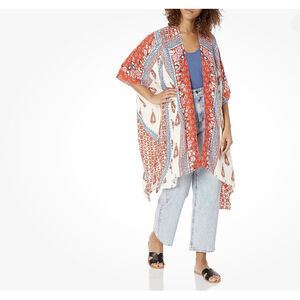 Angie Women's Long Paisley Print Kimono Hippie Gypsy Boho Festival Rave Beach